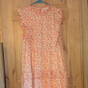 Staccato XL Coral Floral Ruffle Tiered Midi Dress Cottage core